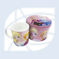  CANECA DE PORCELANA ROSA NA LATA ANNA & ELSA FROZEN - DISNEY