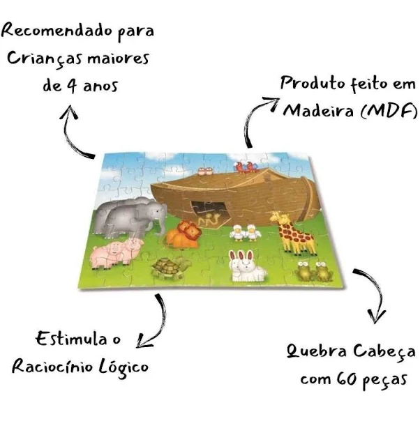 QUEBRA-CABECA ARCA DE NOÉ - 60 PEÇAS
