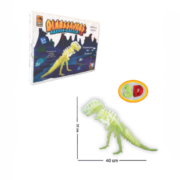 QUEBRA-CABEÇA 3D TIRANOSSAURO REX QUE BRILHA NO ESCURO