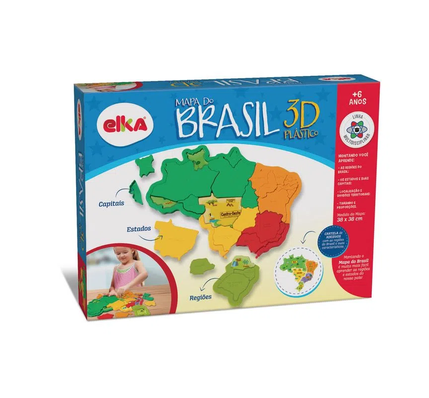 MAPA DO BRASIL 3D PLÁSTICO