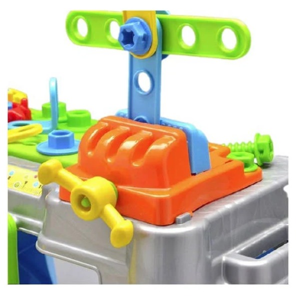 BANCADINHA DE FERRAMENTAS BRINQUEDO INFANTIL COM CAPACETE