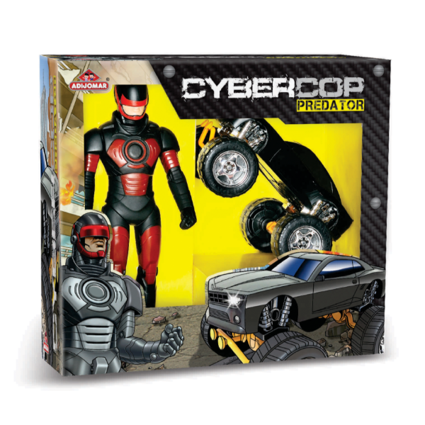 BONECO CYBERCOP PREDATOR 42 CM + CARRO MONSTER TRUCK