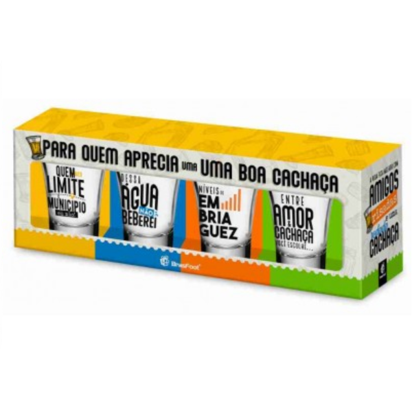 KIT COPO DOSE C/ 4UN - UMA BOA CACHAÇA