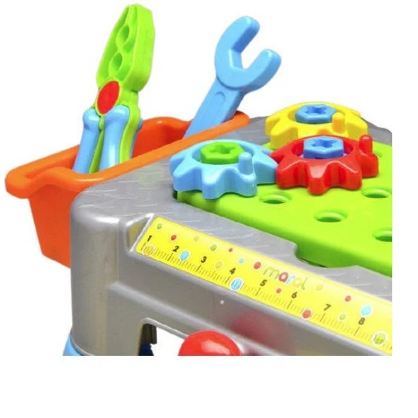 BANCADINHA DE FERRAMENTAS BRINQUEDO INFANTIL COM CAPACETE